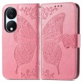 For Honor X7b Butterfly Love Flower Embossed Leather Phone Case(Pink)