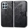 For Honor X8b Butterfly Love Flower Embossed Leather Phone Case(Black)