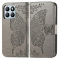 For Honor X8b Butterfly Love Flower Embossed Leather Phone Case(Gray)