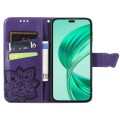 For Honor X8b Butterfly Love Flower Embossed Leather Phone Case(Dark Purple)