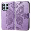 For Honor X8b Butterfly Love Flower Embossed Leather Phone Case(Light Purple)