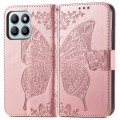 For Honor X8b Butterfly Love Flower Embossed Leather Phone Case(Rose Gold)