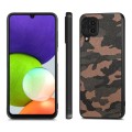 For Samsung Galaxy A22 4G Camouflage Leather Back Cover Phone Case(Brown)