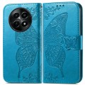 For Realme 12 Butterfly Love Flower Embossed Leather Phone Case(Blue)