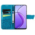 For Realme 12 Butterfly Love Flower Embossed Leather Phone Case(Blue)
