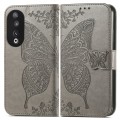 For Honor 90 Butterfly Love Flower Embossed Leather Phone Case(Gray)