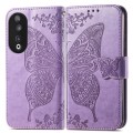 For Honor 90 Butterfly Love Flower Embossed Leather Phone Case(Lavender)