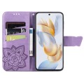 For Honor 90 Butterfly Love Flower Embossed Leather Phone Case(Lavender)