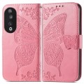 For Honor X6A Butterfly Love Flower Embossed Leather Phone Case(Pink)