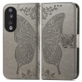 For Honor X6A Butterfly Love Flower Embossed Leather Phone Case(Gray)