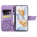 For Honor X6A Butterfly Love Flower Embossed Leather Phone Case(Lavender)