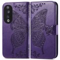 For Honor X6A Butterfly Love Flower Embossed Leather Phone Case(Purple)
