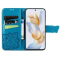 For Honor X9b Butterfly Love Flower Embossed Leather Phone Case(Blue)