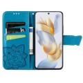 For Honor Play 40C / X5 Plus Butterfly Love Flower Embossed Leather Phone Case(Blue)