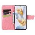 For Honor Play 40C / X5 Plus Butterfly Love Flower Embossed Leather Phone Case(Pink)