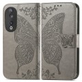 For Honor Play 40C / X5 Plus Butterfly Love Flower Embossed Leather Phone Case(Gray)