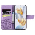 For Honor Play 40C / X5 Plus Butterfly Love Flower Embossed Leather Phone Case(Lavender)