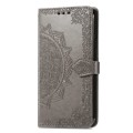 For Motorola Edge 50 Pro Mandala Flower Embossed Leather Phone Case(Gray)