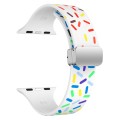 For Apple Watch Ultra 49mm Rainbow Dots Silicone Magnetic Buckle Watch Band(White)