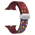 For Apple Watch Ultra 49mm Rainbow Dots Silicone Magnetic Buckle Watch Band(Wine)