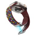For Apple Watch Ultra 49mm Rainbow Dots Silicone Magnetic Buckle Watch Band(Wine)