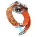 For Apple Watch 8 45mm Rainbow Dots Silicone Magnetic Buckle Watch Band(Orange)