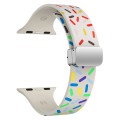 For Apple Watch 8 45mm Rainbow Dots Silicone Magnetic Buckle Watch Band(Starlight Color)