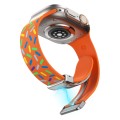 For Apple Watch 7 45mm Rainbow Dots Silicone Magnetic Buckle Watch Band(Orange)