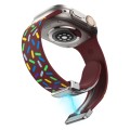 For Apple Watch SE 44mm Rainbow Dots Silicone Magnetic Buckle Watch Band(Wine)