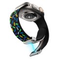 For Apple Watch 3 38mm Rainbow Dots Silicone Magnetic Buckle Watch Band(Black)