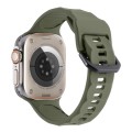 For Apple Watch 3 42mm Ripple Silicone Sports Watch Band(Dark Green)