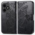 For Tecno Itel S23+ Butterfly Love Flower Embossed Leather Phone Case(Black)