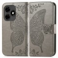 For Tecno Itel S23+ Butterfly Love Flower Embossed Leather Phone Case(Gray)