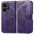 For Tecno Itel S23+ Butterfly Love Flower Embossed Leather Phone Case(Dark Purple)