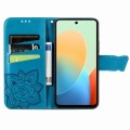 For Tecno Spark Go 2024 Butterfly Love Flower Embossed Leather Phone Case(Blue)
