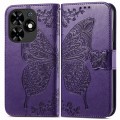 For Tecno Spark Go 2024 Butterfly Love Flower Embossed Leather Phone Case(Dark Purple)