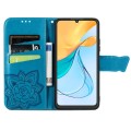 For ZTE Blade V50 Vita Butterfly Love Flower Embossed Leather Phone Case(Blue)