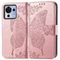For ZTE Blade V50 Vita Butterfly Love Flower Embossed Leather Phone Case(Rose Gold)