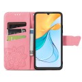 For ZTE Blade V50 Vita Butterfly Love Flower Embossed Leather Phone Case(Pink)