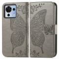 For ZTE Blade V50 Vita Butterfly Love Flower Embossed Leather Phone Case(Gray)