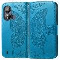 For ZTE Blade L220 Butterfly Love Flower Embossed Leather Phone Case(Blue)