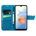 For ZTE Blade L220 Butterfly Love Flower Embossed Leather Phone Case(Blue)