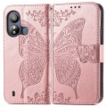For ZTE Blade L220 Butterfly Love Flower Embossed Leather Phone Case(Rose Gold)