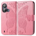 For ZTE Blade L220 Butterfly Love Flower Embossed Leather Phone Case(Pink)