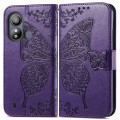 For ZTE Blade L220 Butterfly Love Flower Embossed Leather Phone Case(Dark Purple)