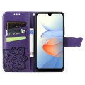 For ZTE Blade L220 Butterfly Love Flower Embossed Leather Phone Case(Dark Purple)