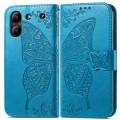 For ZTE  Blade A54 Butterfly Love Flower Embossed Leather Phone Case(Blue)
