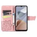 For ZTE  Blade A54 Butterfly Love Flower Embossed Leather Phone Case(Rose Gold)
