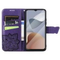 For ZTE  Blade A54 Butterfly Love Flower Embossed Leather Phone Case(Dark Purple)