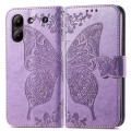 For ZTE  Blade A54 Butterfly Love Flower Embossed Leather Phone Case(Light Purple)
